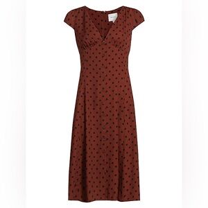 Reformation Brown Polka Dot Midi Dress